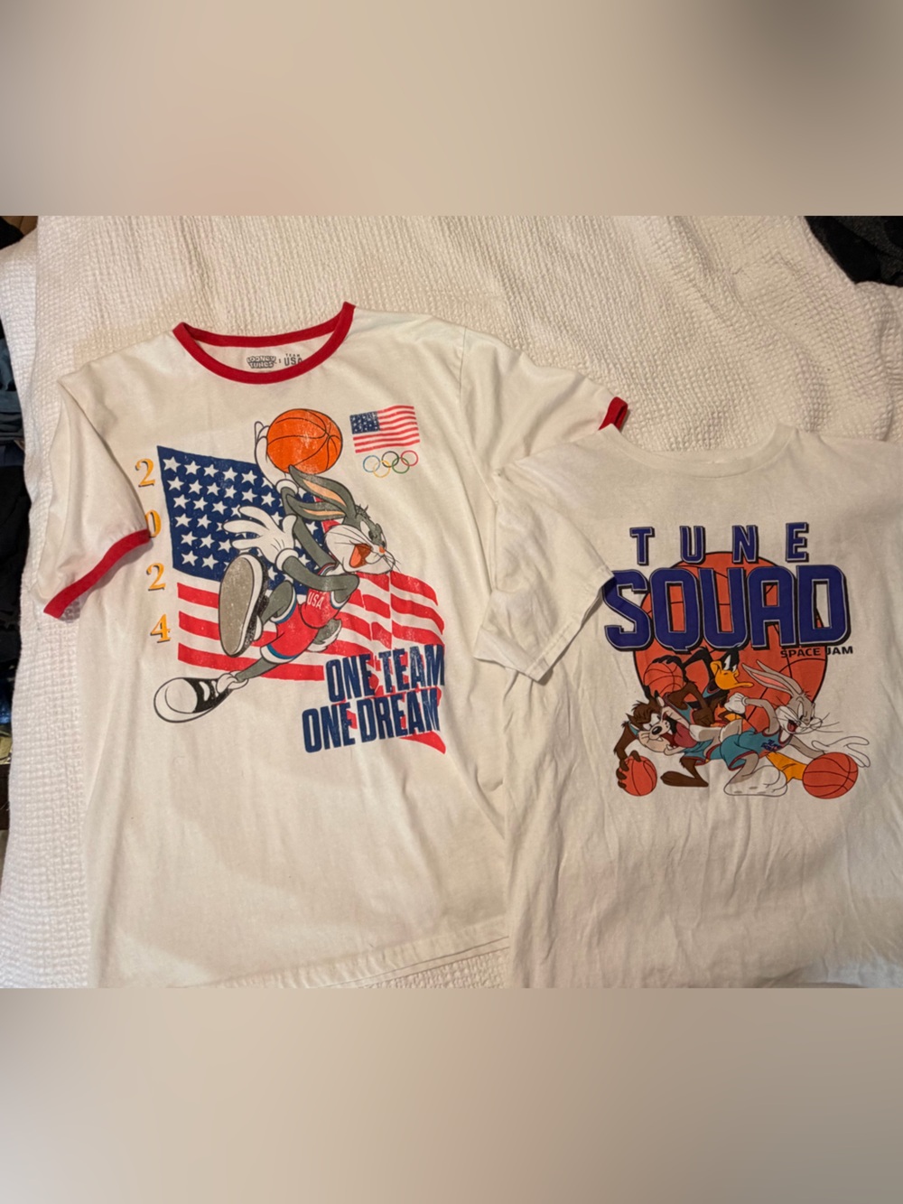 Vintage style Looney Tunes "Tune Squad" / "One Team One Dream" White Graphic Tee